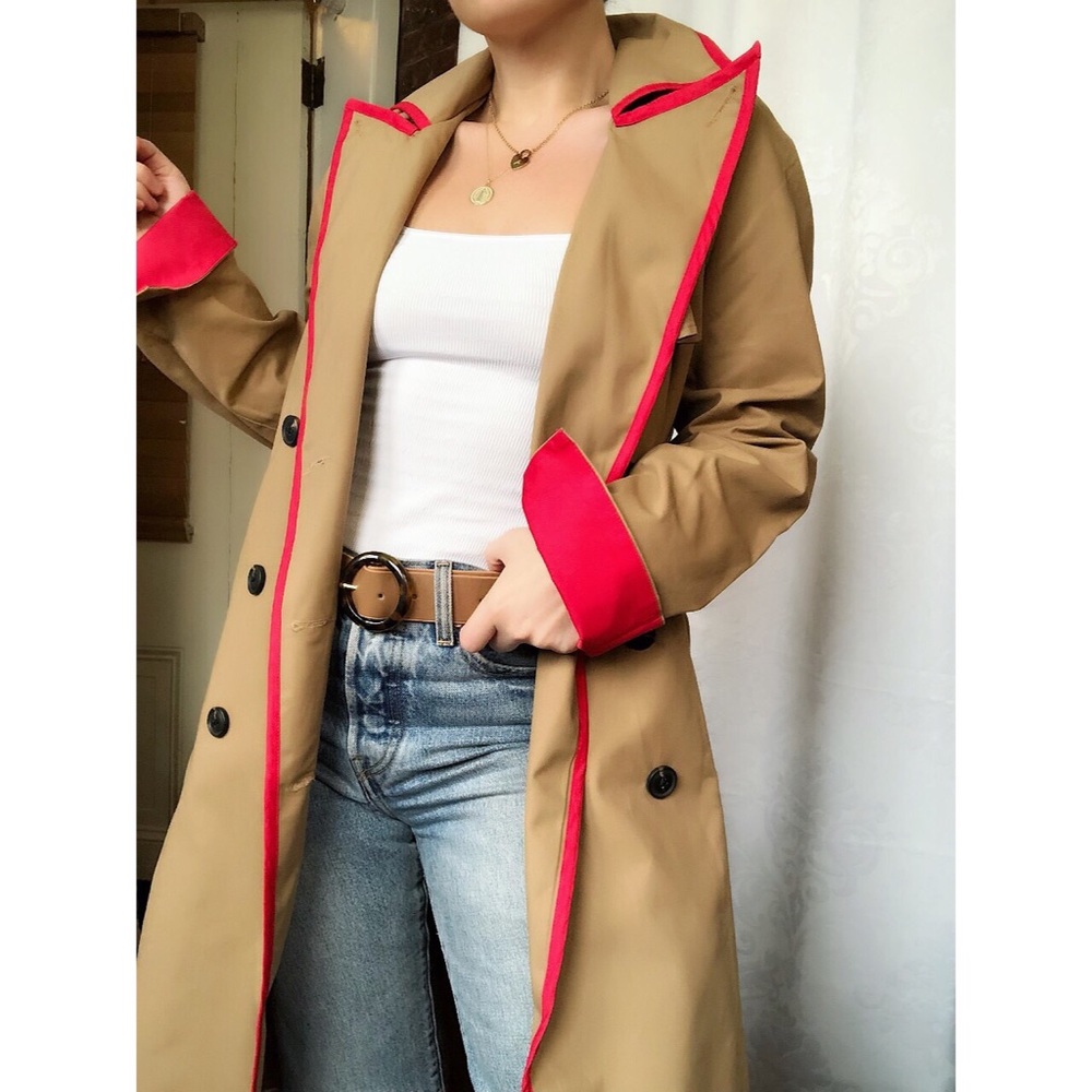 🆕Heartbeat Classic Reworked Trench Coat with Red - Picture 3 of 8
